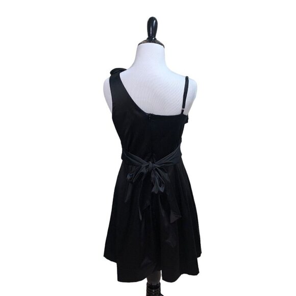 Speechless Women's One Shoulder Dress Size Jr 7 NWT Satin Black Floral Applique - Picture 6 of 9